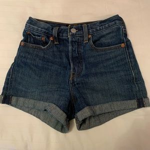 DARK BLUE LEVI SHORTS $30